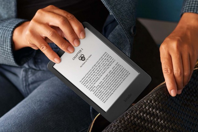 The 2022 base-model Amazon Kindle e-reader. ($100 with lockscreen ads, $120 without ads)