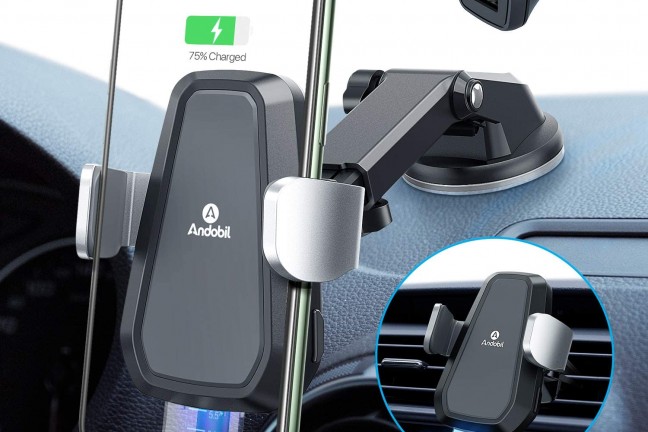 Andobil auto-clamping iPhone car mount + wireless charger. ($50)