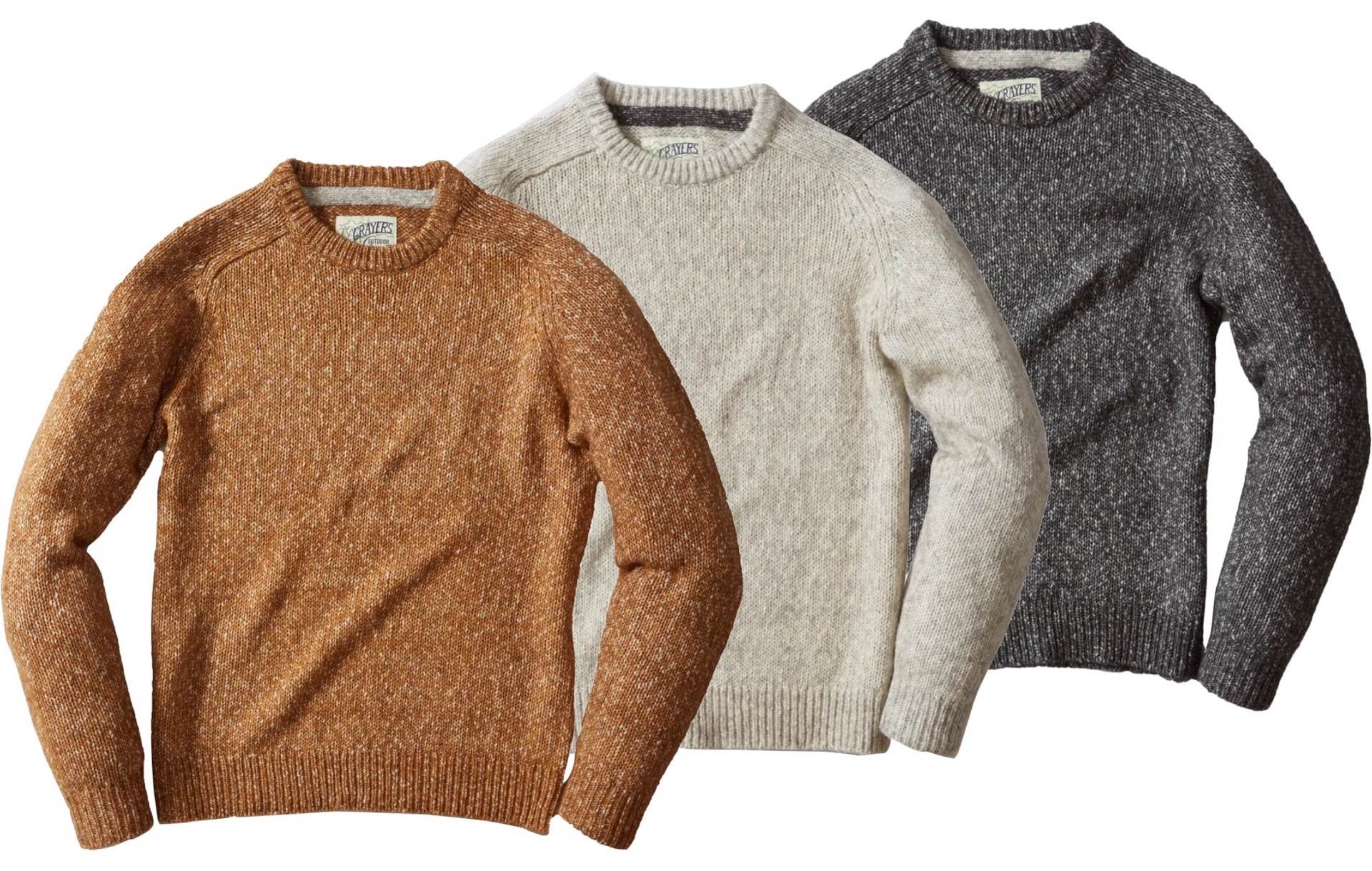 Grayers raglan-sleeved crewneck sweaters. ($165 each)