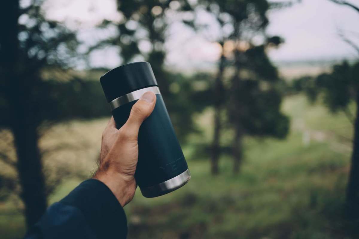 The YETI Rambler 12 oz. vacuum-insulated bottle with “Hot Shot” cap. ($30, available in various colors)