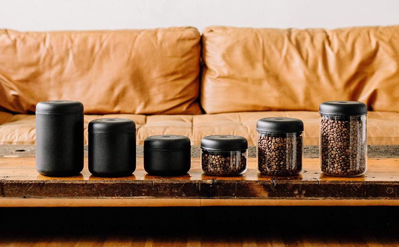 Fellow “Atmos” vacuum canister for coffee and loose-leaf tea. ($25–$35 per container, depending on size and color)