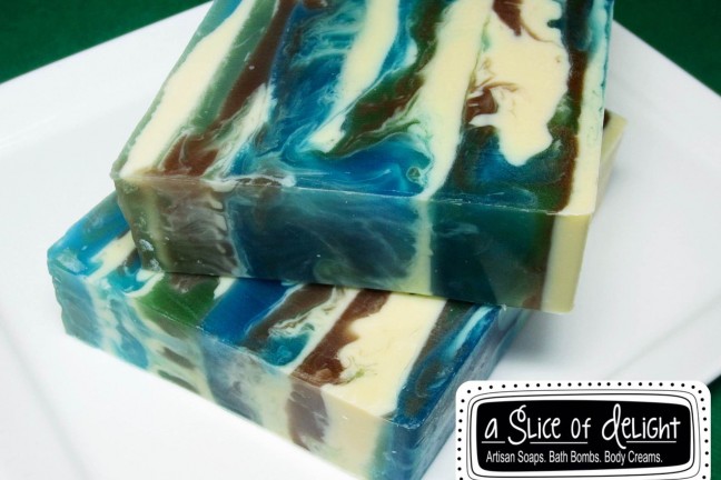 A Slice of Delight's masculine handmade soaps. ($7 per ~4oz bar)