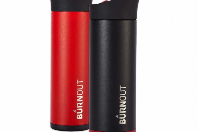 BURNOUT temperature-regulating travel mug. ($80)