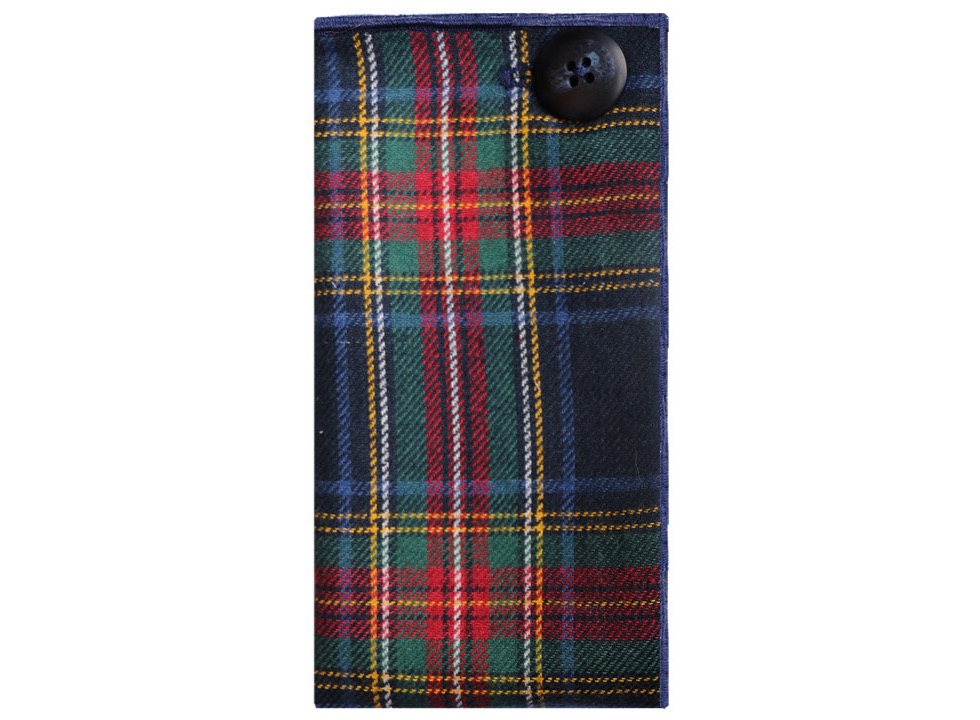 Navy blue traditional plaid wool pocket square by The Detailed Male. ($40)