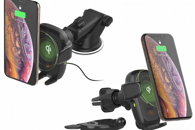 iOttie's automatic clamping phone car mount + Qi charger. ($50 for the dashboard mount, $60 for air vent + CD slot version)