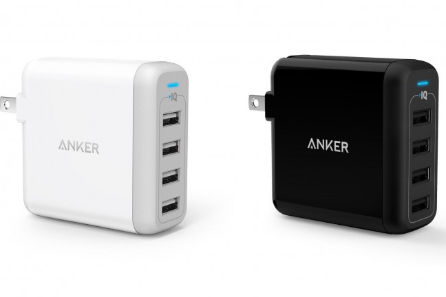 The Anker PowerPort 4 40W 4-port USB wall charger. ($26; available in [white](http://www.amazon.com/dp/B00VH8G1SY?tag=toolsandtoys-20) and [black](http://www.amazon.com/dp/B00VH8ENXE?tag=toolsandtoys-20))