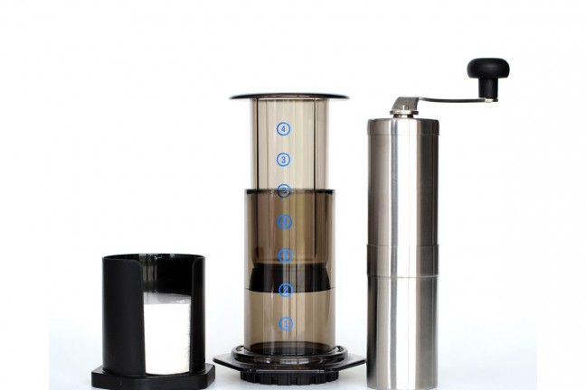 Aeropress ($) and Porlex JP-30 hand grinder ($45)