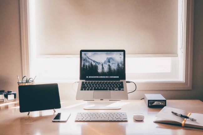 Josh Ginter's Desk,  quite tidy.